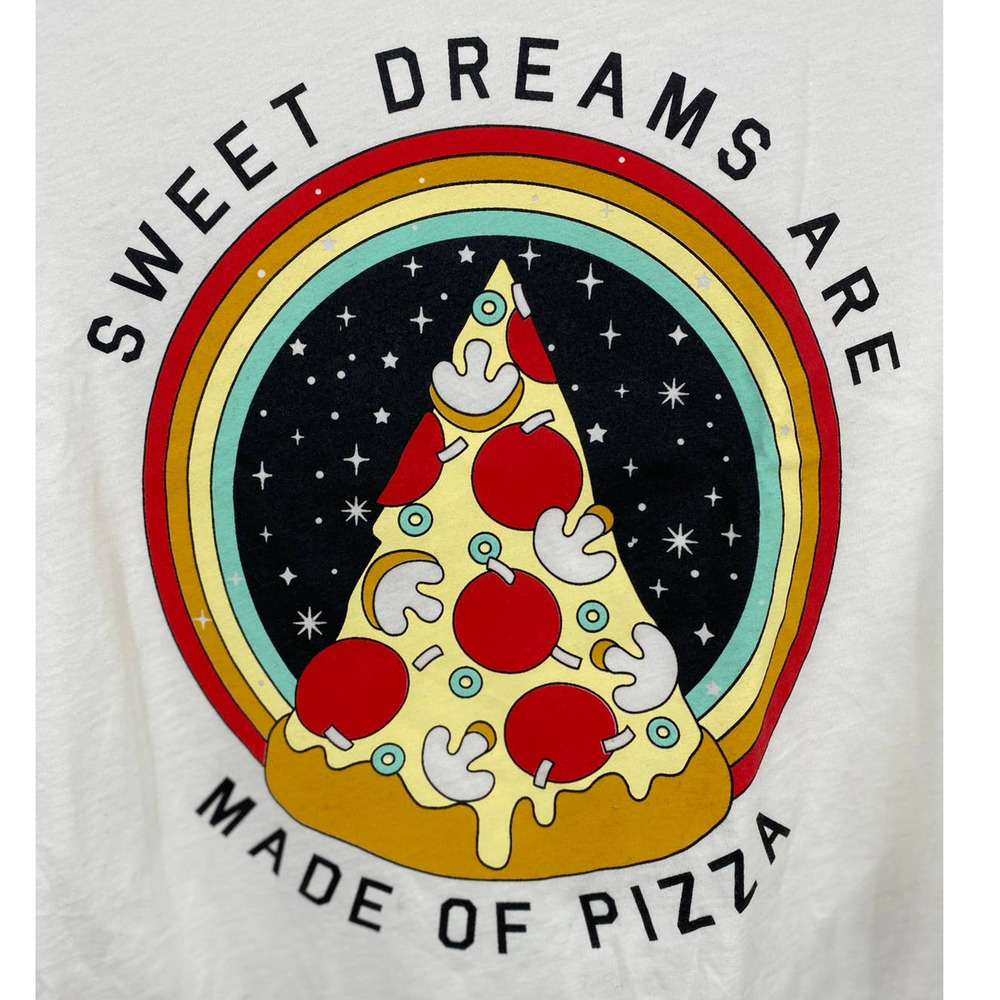 Dirtee Laundry Sweet Dreams Are Made of Pizza Tshirt Tee Top Large Womens